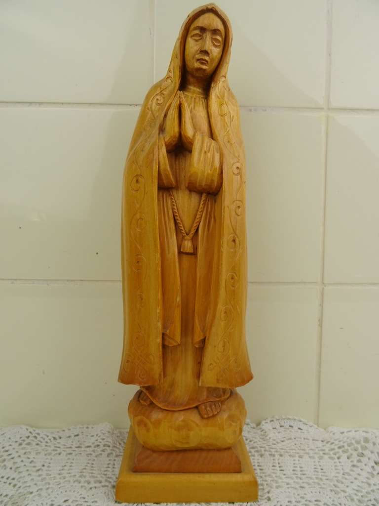 bossen Delegatie Goot Antiek houten Mariabeeld met serene expressie - Curiosa en Kunst.nl