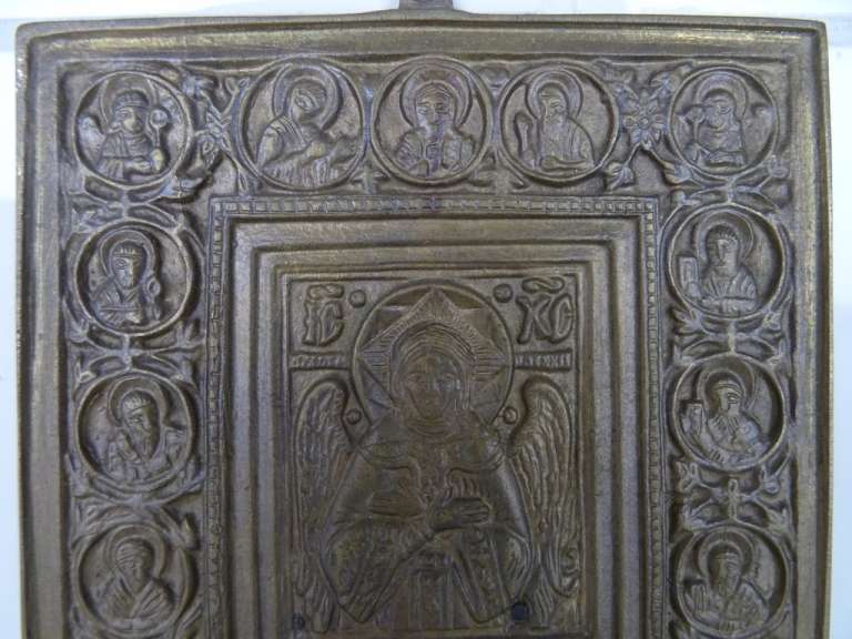 Antiek bronzen icoon Engel van de Grote Raad