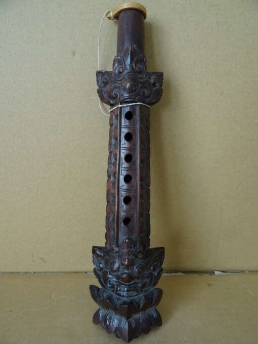 Aziatische ringfluit houtsnijwerk Bali 30cm