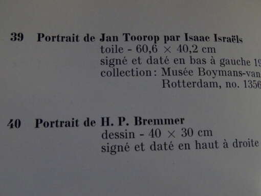 Robert Siebelhoff Jan Toorop catalogus expositie 1970