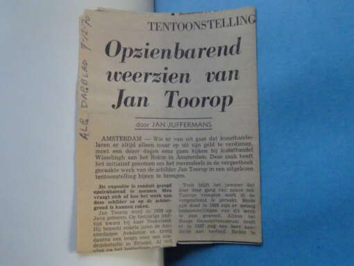 Robert Siebelhoff Jan Toorop catalogus expositie 1970