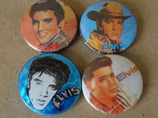 Collectie van 4 vintage Elvis Presley buttons